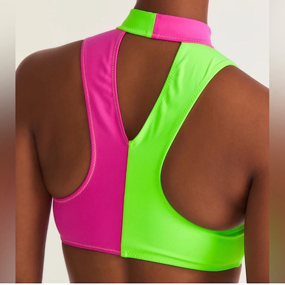 NEW LoveShackFancy x Hurley Solid Blocked High Neck Bikini Top M - Picture 3 of 9